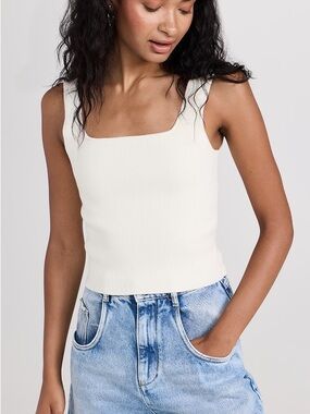 Reformation Julia Ribbed Sweater Tank in Ivory